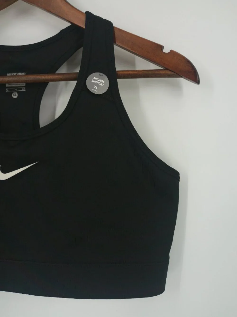 NWT Nike Swoosh Sports Bra XL Black Racerback Medium Support Workout Bra